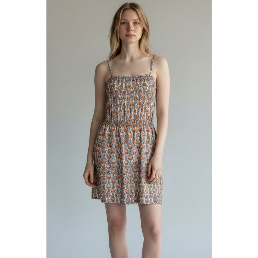 Natalie Martin Gina Mini Dress Tulip Floral French Blue Spaghetti Strap Size XS